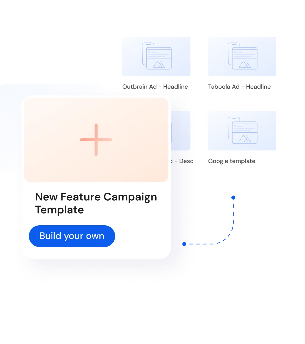 Anyword workspace showing ad campaign templates for platforms like Outbrain and Taboola with a modern, clean interface.