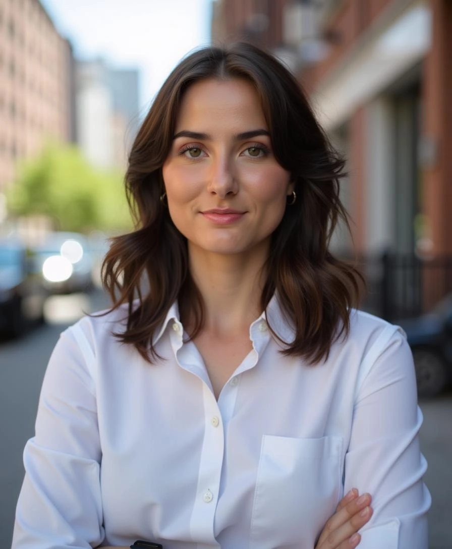 Aragon AI output sample showing a professionally generated AI headshot in a photorealistic style.