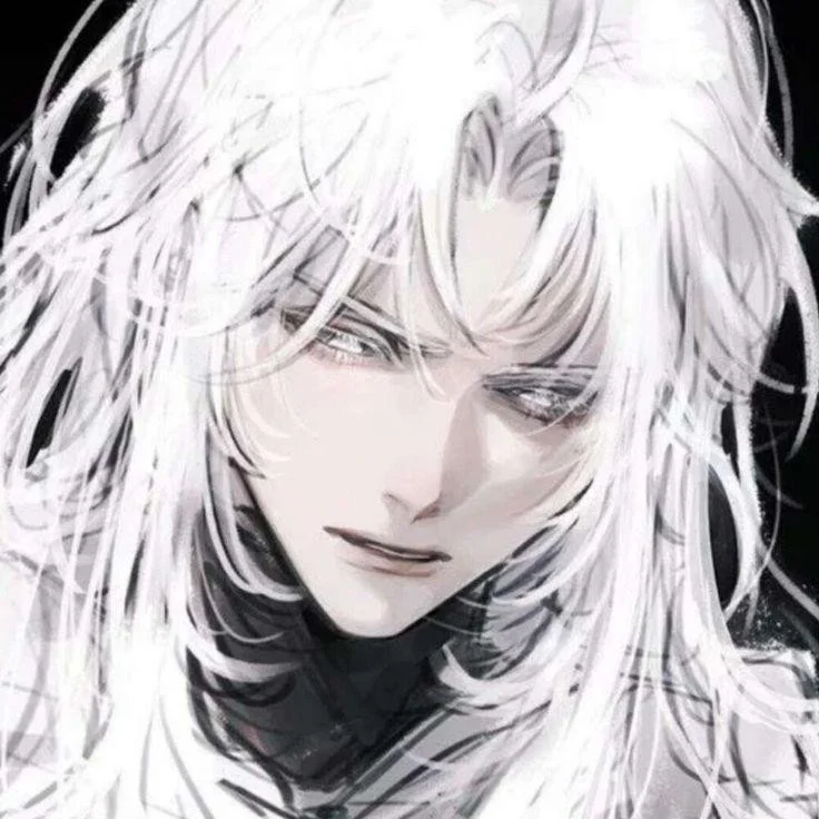 Chai AI output sample showing an AI-generated character with long white hair and pale eyes in an anime art style.