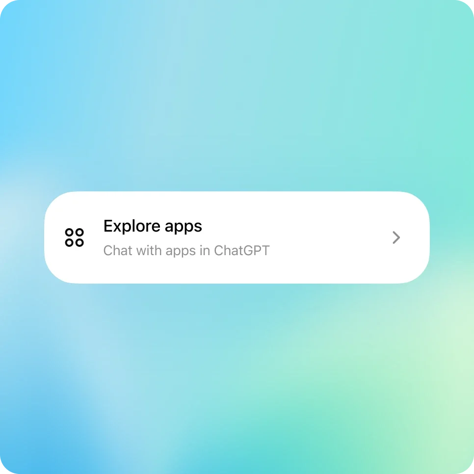 ChatGPT workspace UI showing an 'Explore apps' button with a clean, modern interface.
