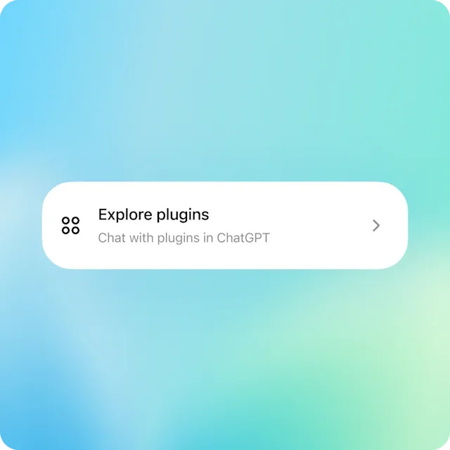 ChatGPT workspace showing an 'Explore plugins' prompt with a clean, modern interface against a vibrant gradient background.