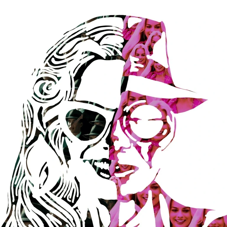 Domo AI output sample showing a stylized dual portrait of Freddy Krueger and Barbie, blending horror and pop culture aesthetics.