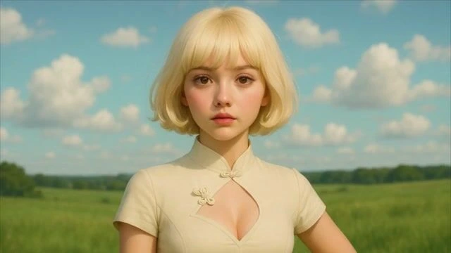 Domo AI Backup output sample showing a generated photorealistic portrait of a young woman.