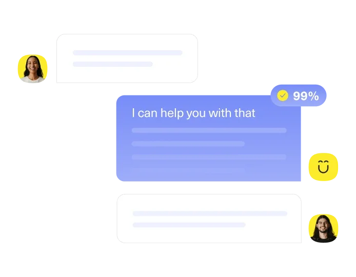 Kustomer chat workspace showing an AI-assisted customer conversation with a clean, modern interface.
