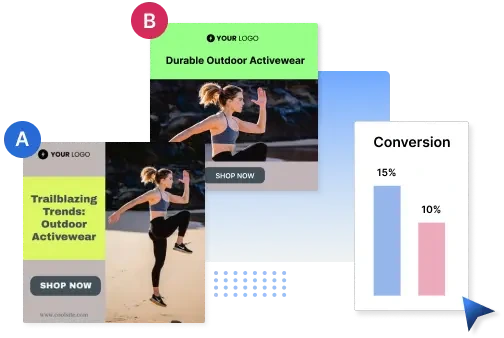 predis-ai ad performance analysis showing conversion rates of two distinct ad creatives (A and B) in a clean data visualization.