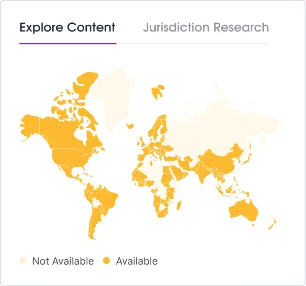 Regology content map visualizing available jurisdictions for research with a clean interface.