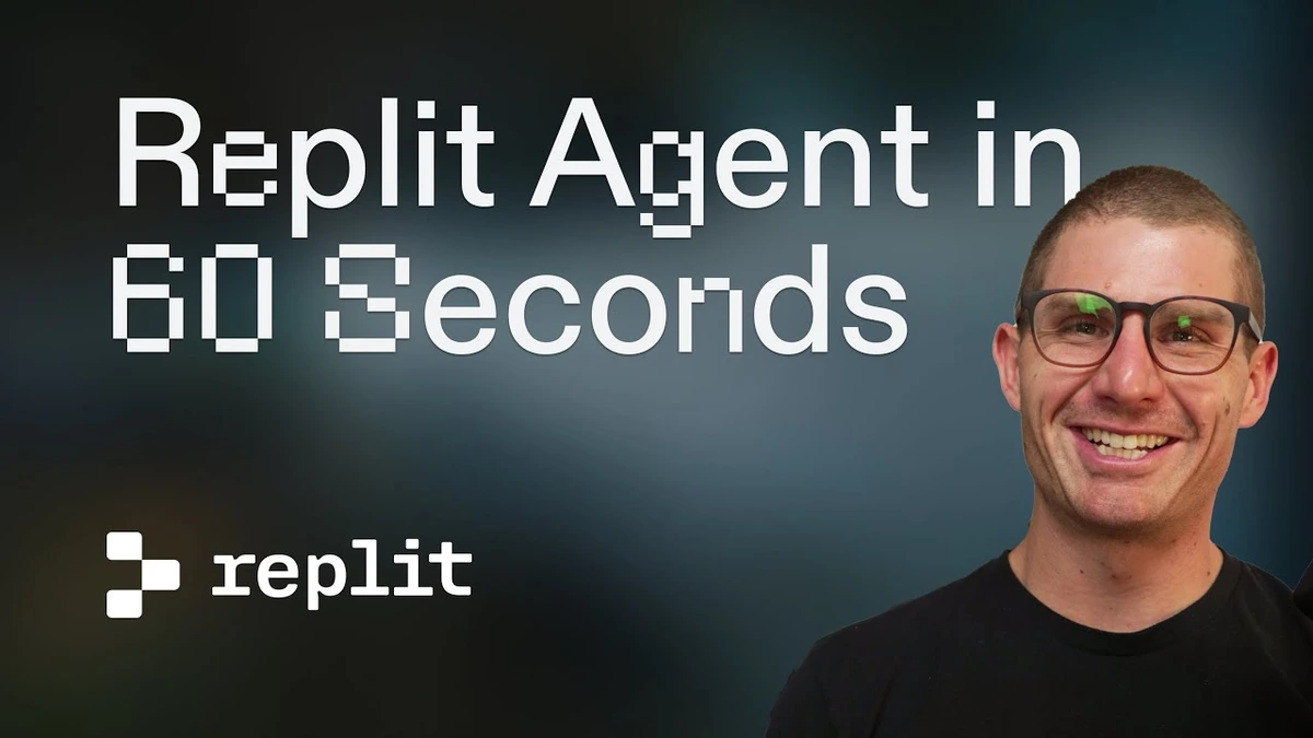 Replit video thumbnail showing quick introduction to Replit Agent with engaging presenter.