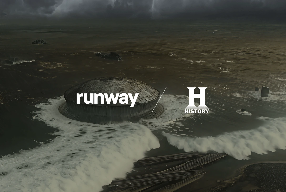 Runway landing-hero featuring a stormy ocean scene with a large, mysterious dome structure and the History Channel logo.