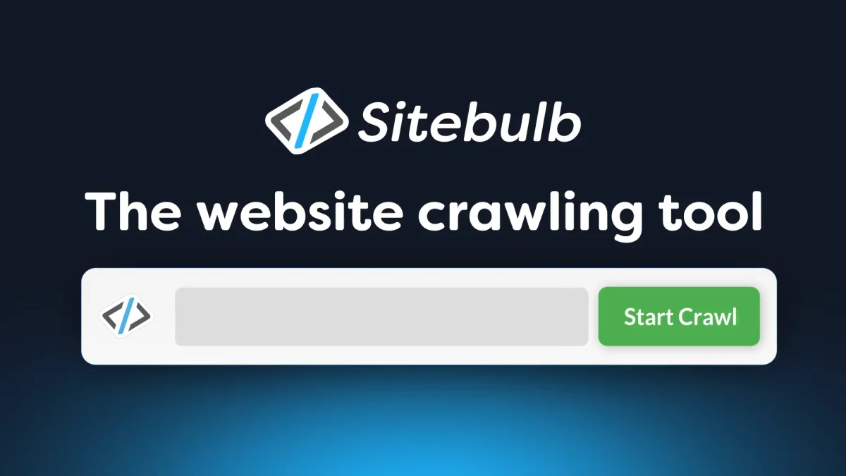 Sitebulb website crawling tool showing a URL input field and 'Start Crawl' button in a clean dark theme interface.