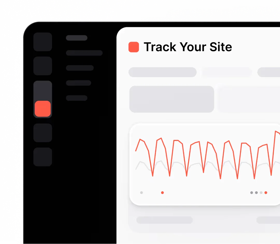 Surfer workspace-ui displaying a site tracking dashboard with an active graph and a modern dark sidebar navigation.