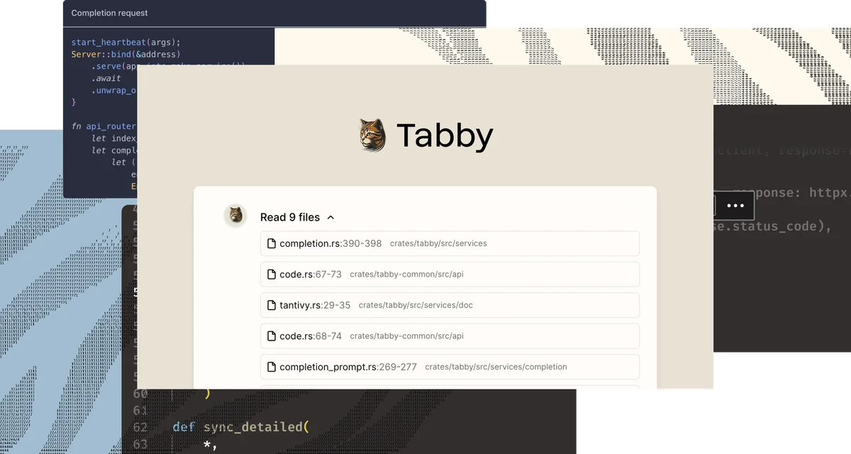 Tabby AI assistant showing contextual file analysis within a dark-themed code editor interface.