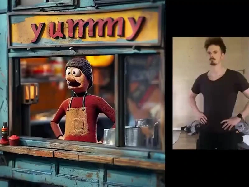 Viggle feature deep-dive showing a live-action person's pose transferred to an animated character in a side-by-side comparison.