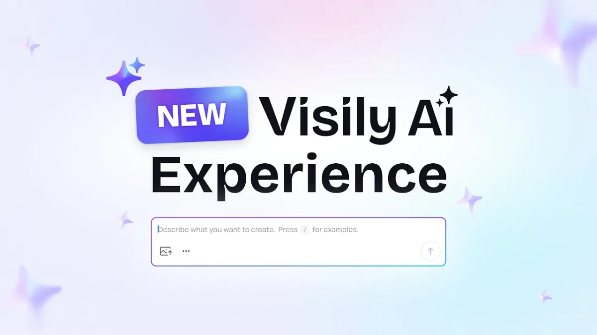 Visily AI experience showing a new text-to-creation prompt interface with a clean, modern aesthetic.