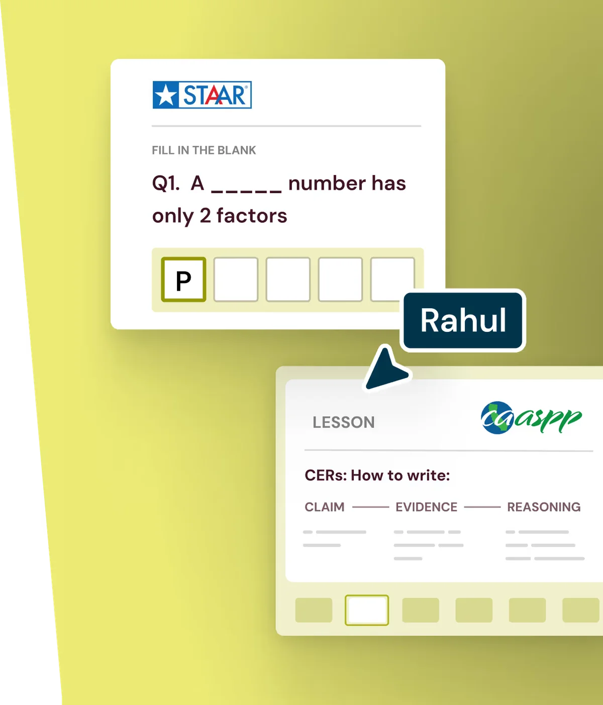 Wayground interactive learning platform showing a math quiz on factors and a lesson for writing CERs with a modern UI.