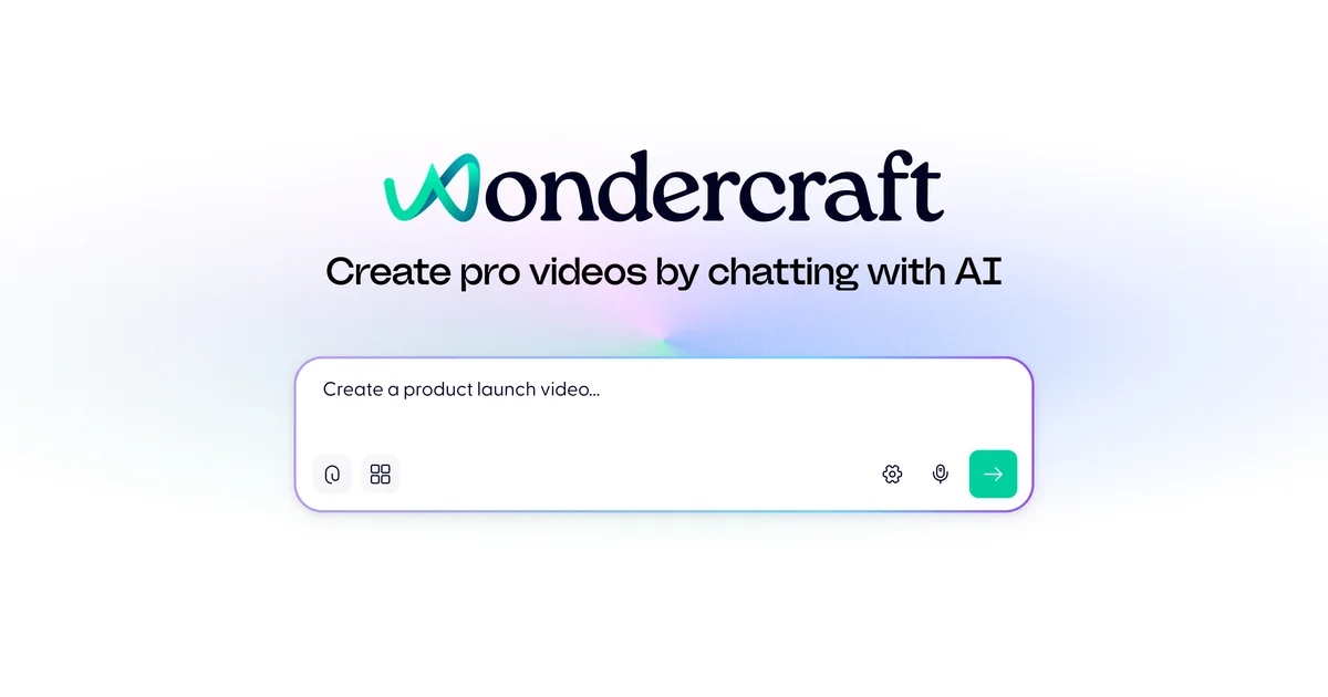 Wondercraft workspace showing AI prompt input for video creation with a clean, minimalist interface.